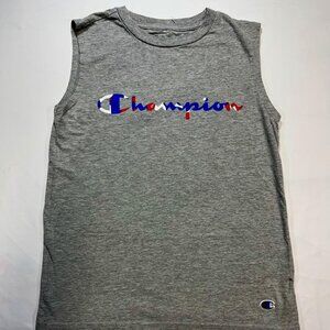 Champion Boys Sleeveless Tank Top Gray Logo Shirt Champion Boys Sleeveless Tank